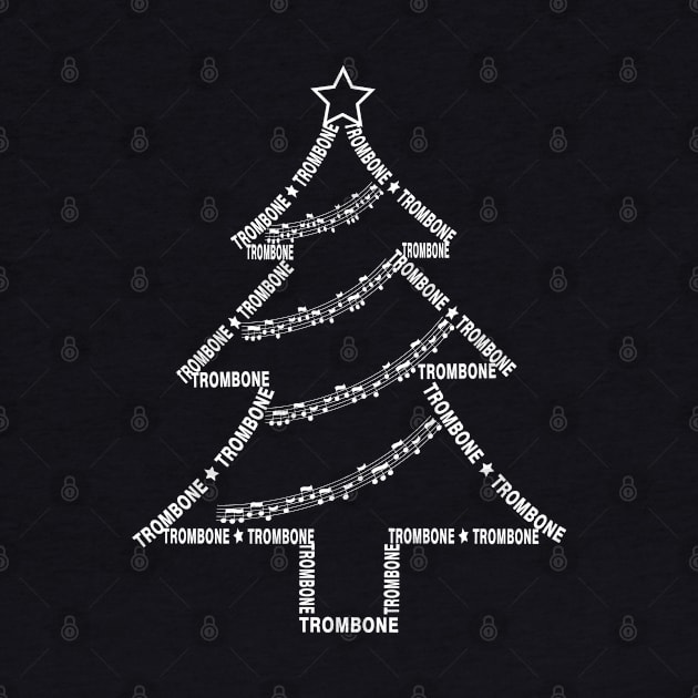 White Trombone Text Christmas Tree by Barthol Graphics